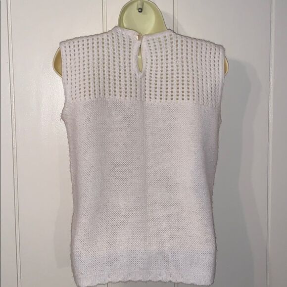 Vtg 70s/80s rose embroidered acrylic sweater vest - Picture 6 of 8